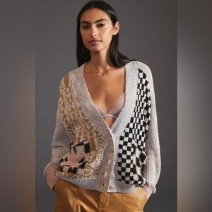 Pilcro Mash-Up Cardigan Sweater — NWOT Size XS, Statement Knit